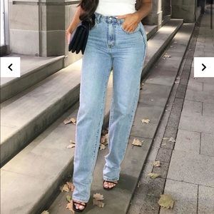 BLUE DENIM EXTRA LONG STRAIGHT LEG JEANS - BLAISE